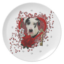 Valentines - Key to My Heart -Great Dane Harlequin Plate