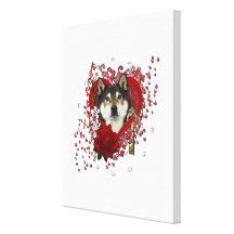 Valentines - Key to My Heart - Shiba Inu - Yasha Stretched Canvas Print