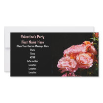 Valentine's Party Invitations Black Pink Roses Photo Card Template