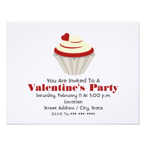 Valentine's Party - Red Velvet Cupcake Invitation