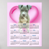 Valentines Pitbull puppy 2012 calendar poster