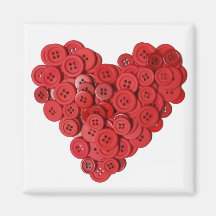 Valentine's red button heart fridge magnets