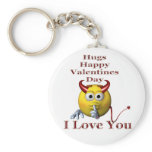 Valentines smiley face devil male keychains