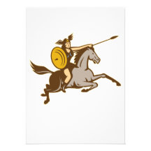 Valkyrie Riding Horse Retro Personalized Invites