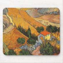 Valley Ploughman, van Gogh, Vintage Impressionism Mousemats