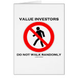 Value Investors Do Not Walk Randomly (Sign Humour) cards