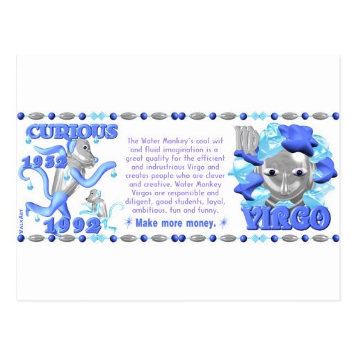 valxart zodiac water monkey virgo born 1932 1992 zazzle valxart zodiac water monkey virgo born 1932 1992 zazzle