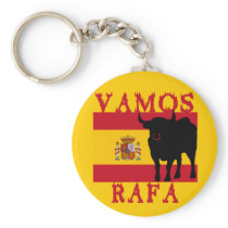 Vamos Rafa With Flag of Spain Key Chain