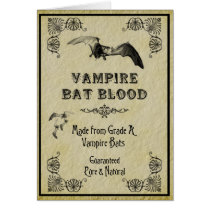 Vampire Bat Blood Halloween Recipe Card