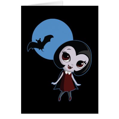 vampire_dkblue greeting card by ButtermilkBiscuits