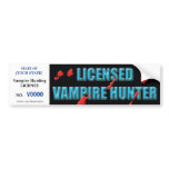 Vampire Hunting license w/ blood spatters bumper stickers