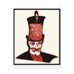 VAMPIRE SKULL WITH TOP HAT PRINT POST CARD