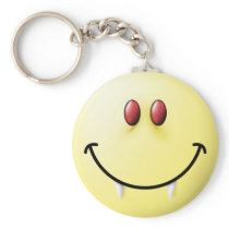 Vampire Smiley Face Key Chain