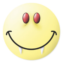 Vampire Smiley Face Round Stickers