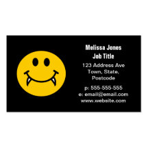 Vampire smiley face with fangs business card