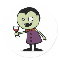 Vampire Vino Round Stickers