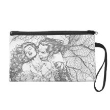 Vampire's Kiss by Al Rio - Vampire and Woman Art Wristlet Purse