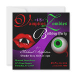 Vampires vs Zombies Halloween Birthday Invitations