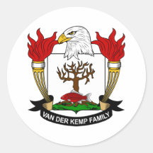 Van der Kemp Coat of Arms / Family Crest Round Stickers