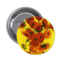 Van Gogh 15 Sunflowers Pinback Button