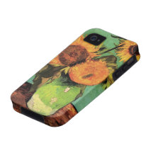 Van Gogh; 3 Sunflowers in a Vase, Vintage Flowers iPhone 4 Cases