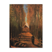Van Gogh Avenue of Poplars in Autumn Postcards