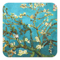 Van Gogh Blossoming Almond Tree Square Stickers