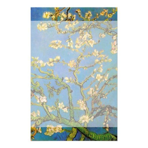 Van Gogh; Blossoming Almond Tree, Vintage Flowers Custom Stationery