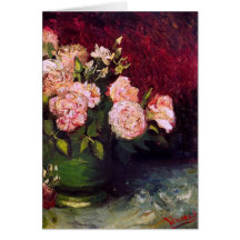 Van Gogh Bowl Peonies and Roses Fine Art Card