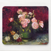 Van Gogh Bowl Peonies and Roses Fine Art Mousemat