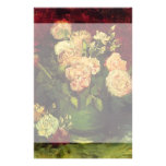 Van Gogh; Bowl with Peonies and Roses Stationery Design
