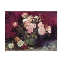 Van Gogh Bowl with Peonies & Roses Postcard