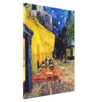 Van Gogh Cafe Terrace At Night Stretched Canvas Print