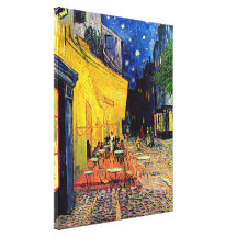 Van Gogh Cafe Terrace At Night Stretched Canvas Print