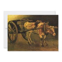 Van Gogh; Cart with Red and White Ox Personalized Invitation