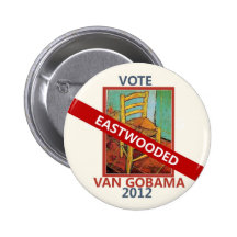 Van Gogh Chair Barck Obama Clint Eastwood Meme Button