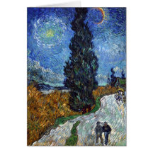 Van Gogh Country road in Provence by night Card