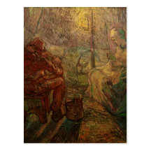 Van Gogh Evening: The Watch, Vintage Impressionism Post Card