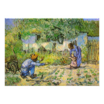 Van Gogh, First Steps, Vintage Impressionism Art Custom Invitations