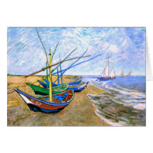 Van Gogh Fishing Boats Beach Saintes-Maries Card