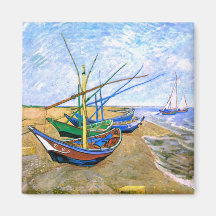 Van Gogh Fishing Boats Beach Saintes-Maries Fridge Magnets