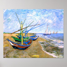 Van Gogh Fishing Boats Beach Saintes-Maries Poster