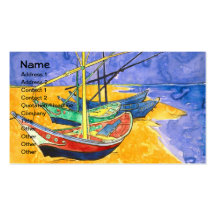 Van Gogh Fishing Boats on Beach Fine Vintage Business Card