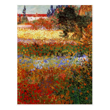 Van Gogh Flowering Garden Vintage Fine Art Postcard