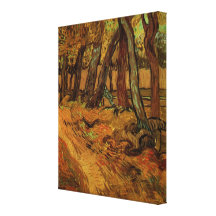 Van Gogh Garden of Saint Paul Hospital with Figure Stretched Canvas Print