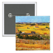 Van Gogh Harvest at La Crau Button