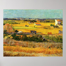 Van Gogh Harvest La Crau, Montmajour in Background Poster