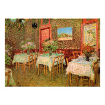 Van Gogh; Interior of a Restaurant, Vintage Art Personalised Invite