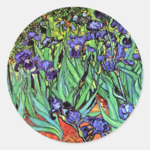 Van Gogh Irises Round Stickers