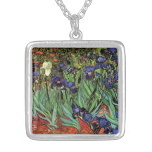 Van Gogh Irises, Vintage Post Impressionism Art Necklaces